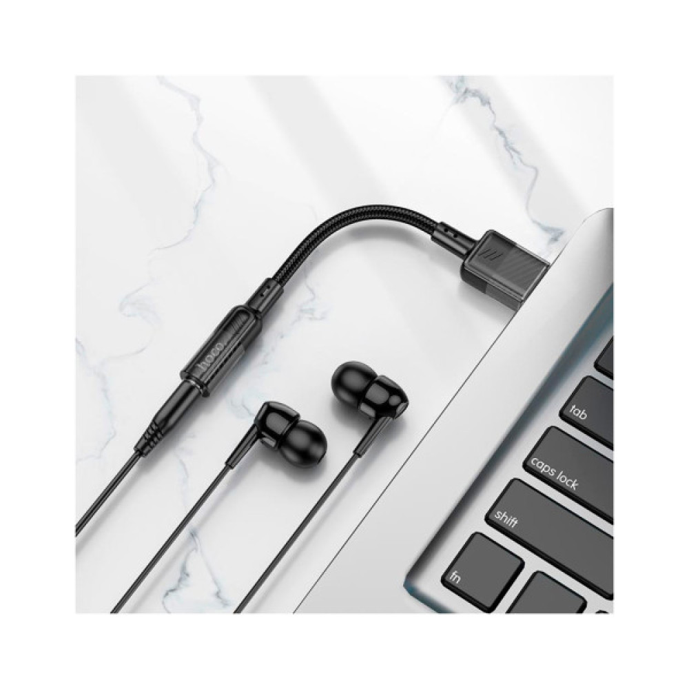 Звукова плата HOCO LS37 Spirit transparent USB to 3.5mm Black (6942007612562)