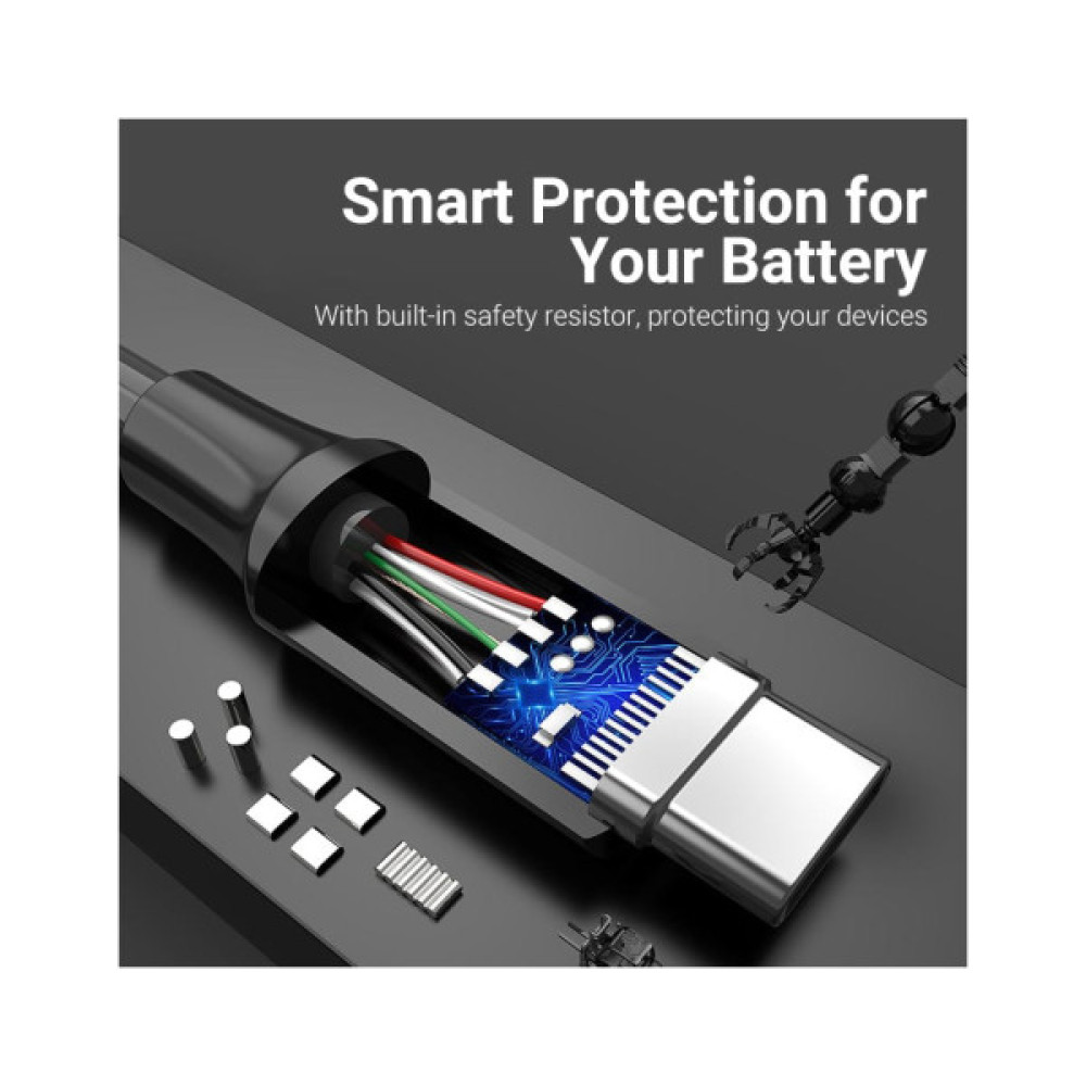 Дата кабель USB 3.0 AM to USB-C 1.5m black Vention (COZBG)