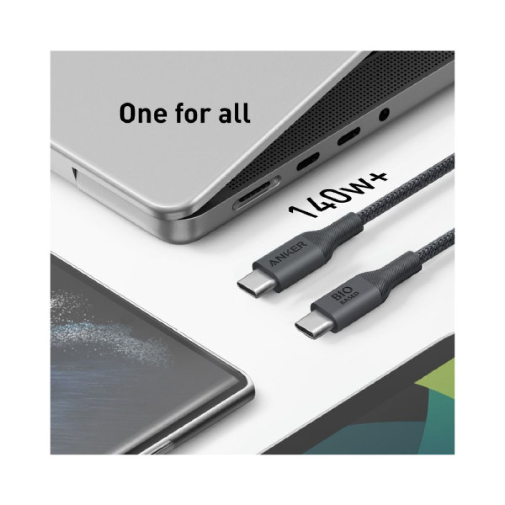 Дата кабель USB-C to USB-C 0.9m 140W bio-nylon 544 black Anker (A80F5H11)