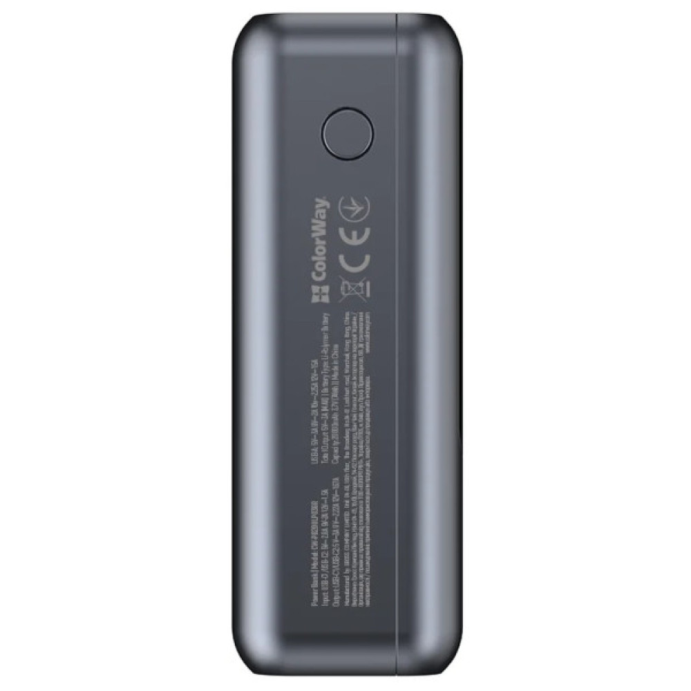 Батарея універсальна ColorWay 20 000 mAh Urban PD/22.5W, QC/4.0, Gray (CW-PB200LP03GR)