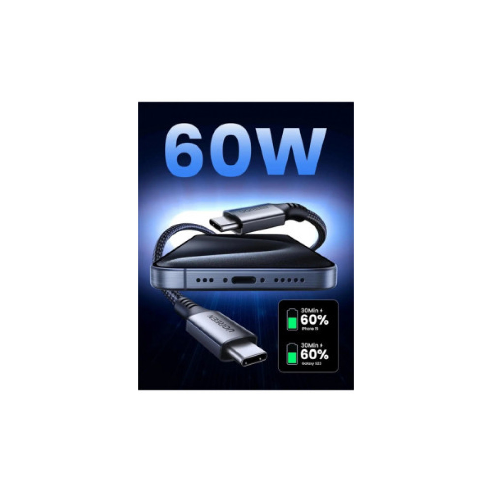 Дата кабель USB-C to USB-C 1.0m 60W US567 black UGREEN (15373)