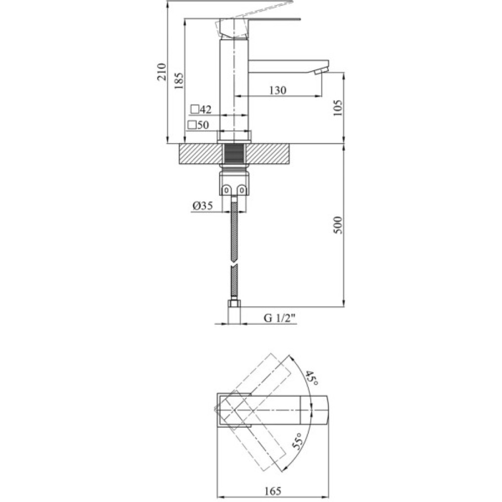 Змішувач Kroner Edelstahl Kubus-SCH010 + змішувач Edelstahl Kubus-SCH060 (CVS30160)