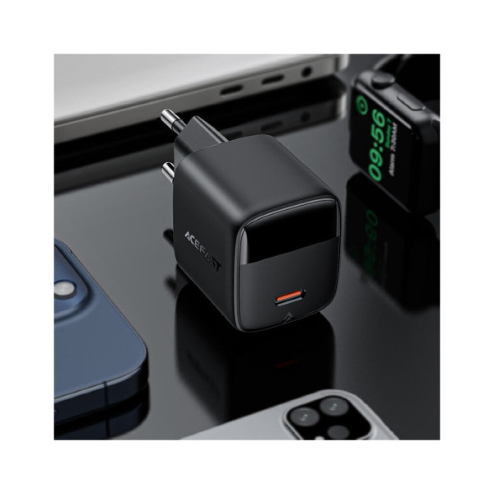 Зарядний пристрій Acefast USB-C 30W GaN + cable USB-C black (6974316284451)