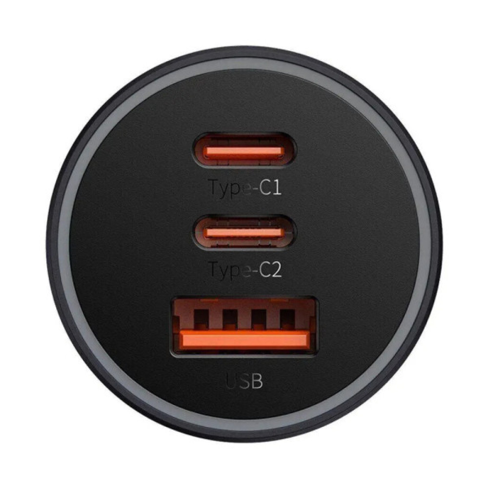 Зарядний пристрій Baseus 1xUSB + 2xUSB-C 65W Golden Contactor Pro dark gray (CGJP010013)