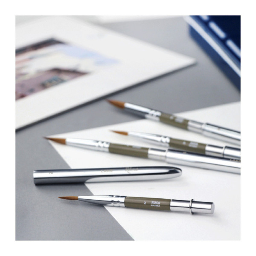 Пензлик для малювання Rosa Мікс соболь/синтетика круглий, TRAVEL BRUSH, LAKE 178, № 6 (4823098516774)