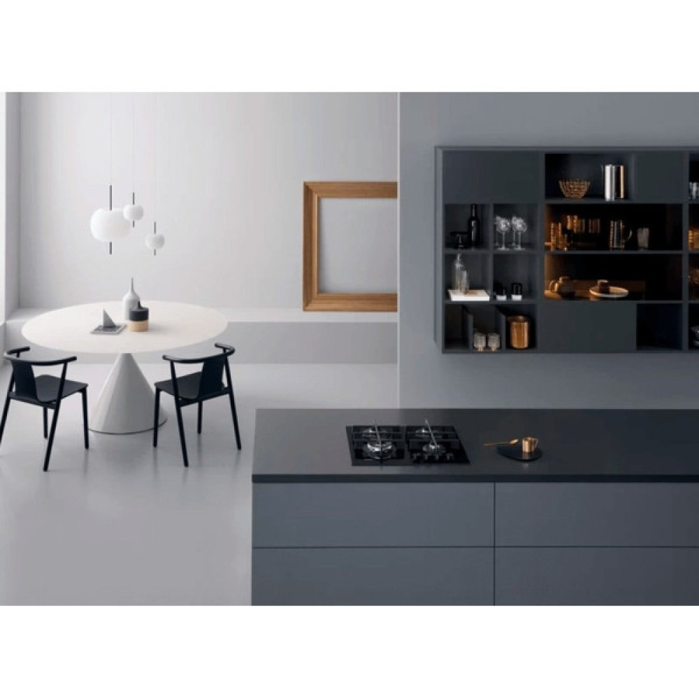 Варильна поверхня Whirlpool газова на склі, 60см, чавун, конфорка з подвійним рядом полум'я, чорний