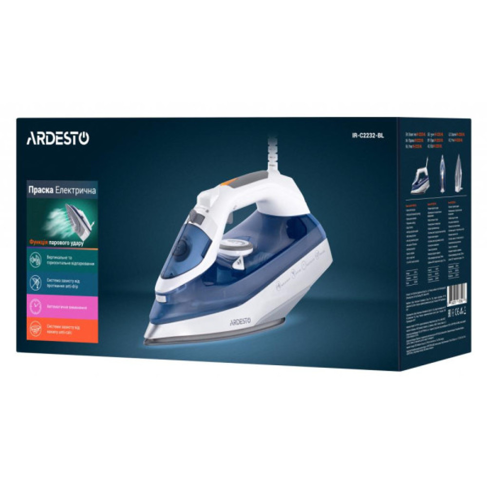 Праска ARDESTO IR-C2232-BL /2200Вт /320мл/пар/ самоочищення/антикапля /кера (IR-C2232-BL)