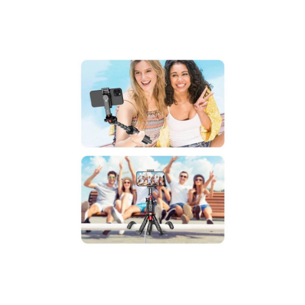 Штатив RTAKO C03 Octopus Extendable Tripod Selfie Stick (with Detachable Phone Holder) Black (6942063212416)