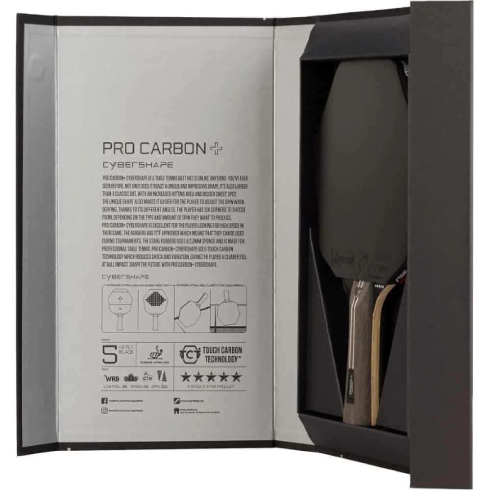 Ракетка для настільного тенісу Stiga Pro Carbon Plus Cybershape 5 Star FL (1215-0401-35) (931184)