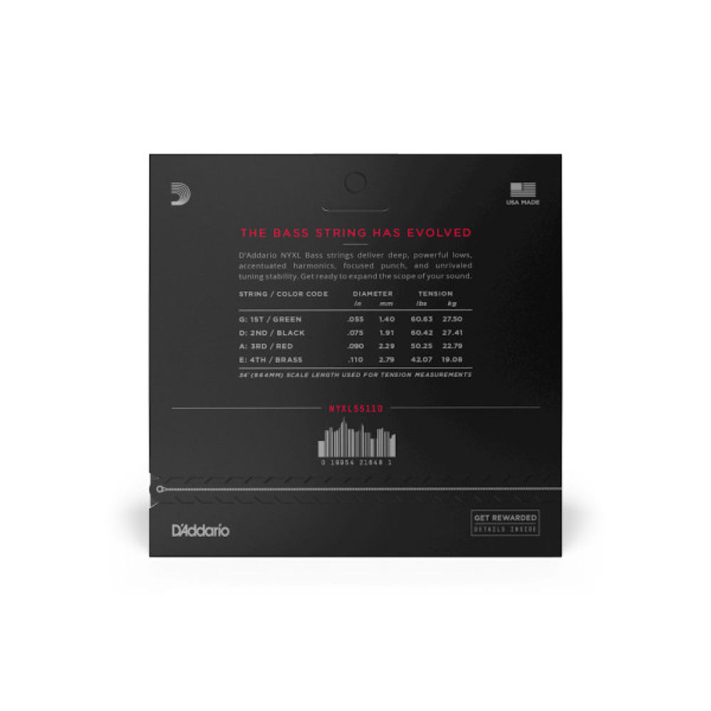 Струни для гітари D'Addario NYXL Bass Heavy (55-110) (NYXL55110)