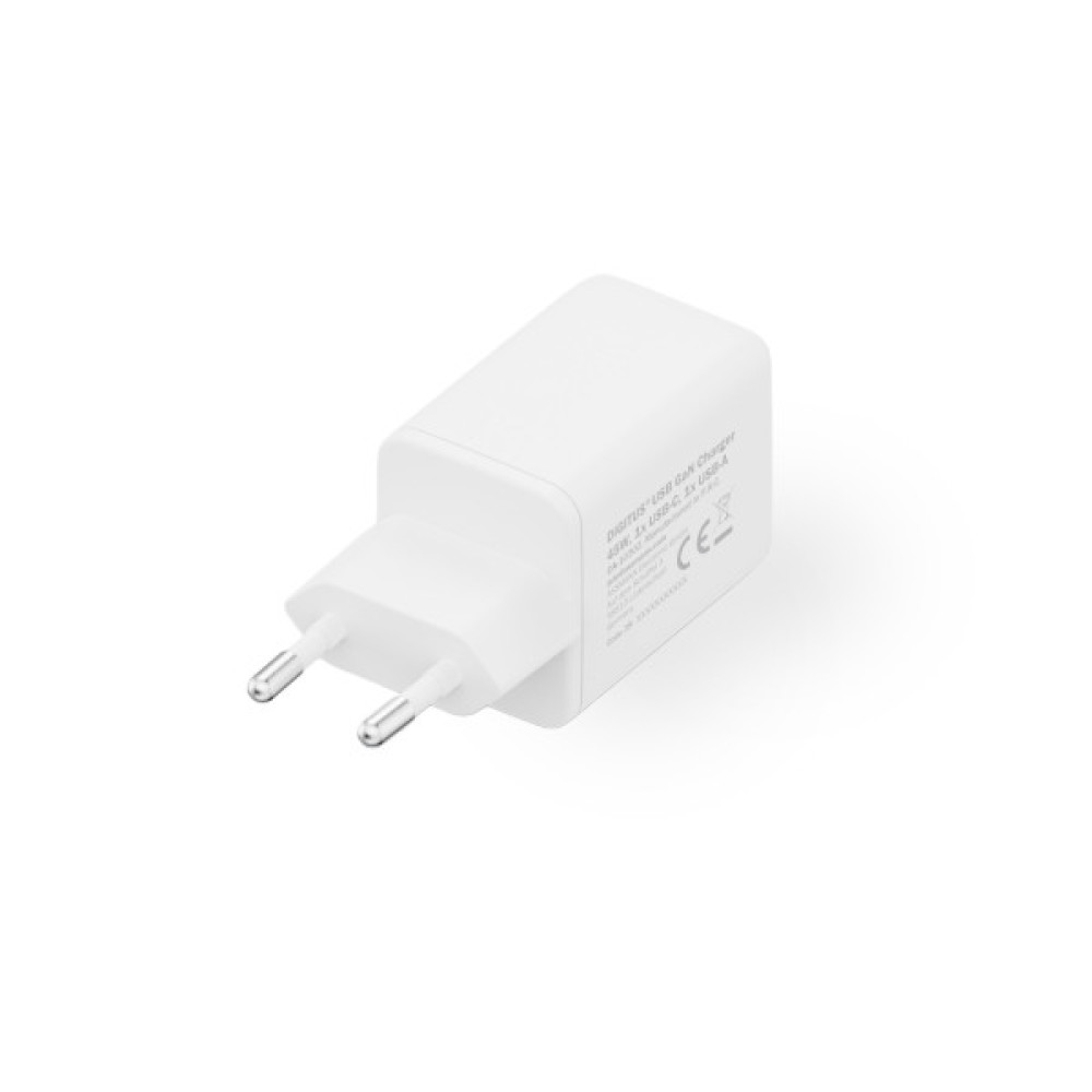 Зарядний пристрій Digitus 1xUSB-C + 1xUSB PD45W GaN white (DA-10302)