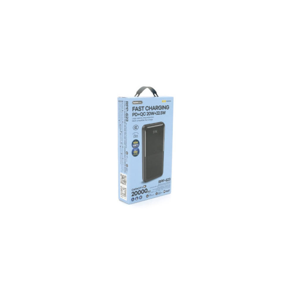 Батарея універсальна Remax 20000mAh, 22.5W, 2*USB+Type-C, Black (RPP-623)