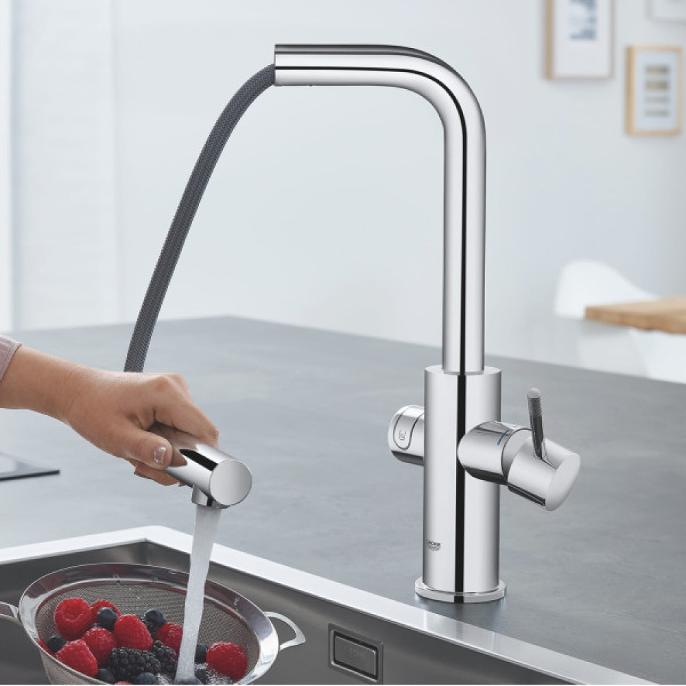 Змішувач для кухні Grohe Blue Home, довж.виливу - 223мм,  поворотний, витяжний, 1 важіль + сенсор, хром