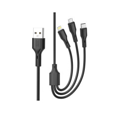 Дата кабель USB 2.0 AM to Lightning + Micro 5P + USB-C 3A black XO (CB-23U3-BK) Дата кабель USB 2.0 AM to Lightning + Micro 5P + USB-C 3A black XO (CB-23U3-BK)