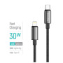 Дата кабель USB-C to Lightning 2.0m PD30W zinc alloy braided black ColorWay (CW-CBPDCL099-BK)