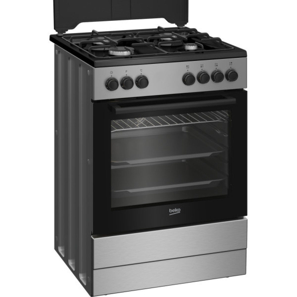 Плита Beko комбінована, 66л, 60x60см, конвекція, сріблястий