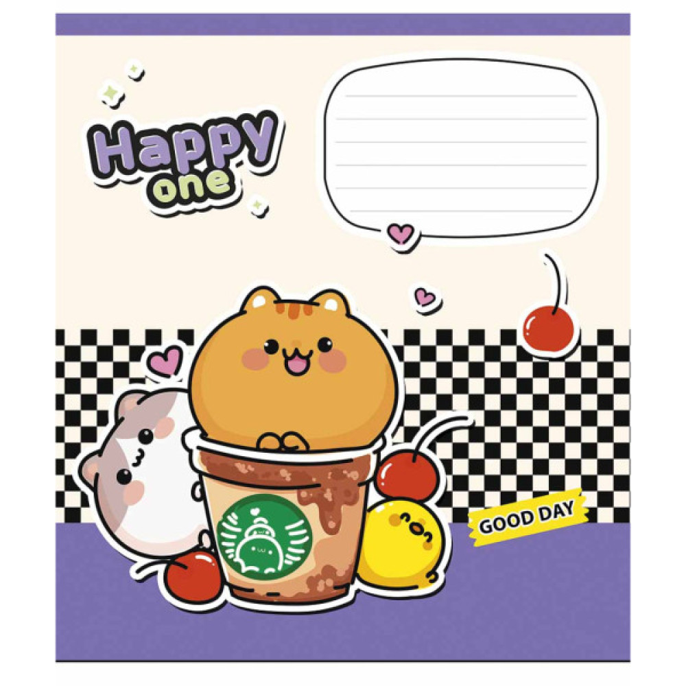 Зошит Школярик Happy one 12 аркушів клітинка (012-3532K)