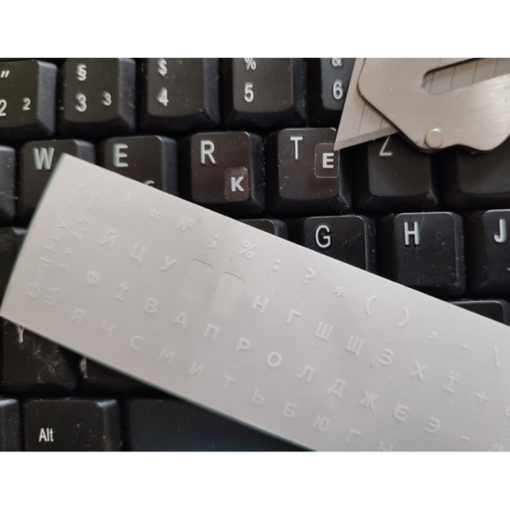 Наклейка на клавіатуру BestKey мініатюрна прозора, 56, білий (BKm3WhTr)