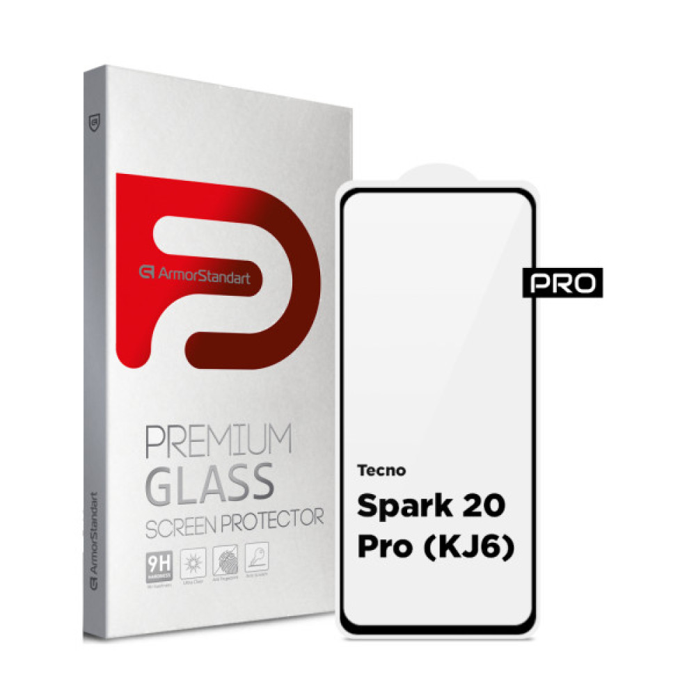 Скло захисне Armorstandart Pro Tecno Spark 20 Pro (KJ6) Black (ARM74387) Скло захисне Armorstandart Pro Tecno Spark 20 Pro (KJ6) Black (ARM74387)