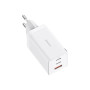 Зарядний пристрій Baseus 2xUSB-C 65W + 1xUSB GaN + cable USB-C to USB-C 100W 1.0m white (CCGP120202)