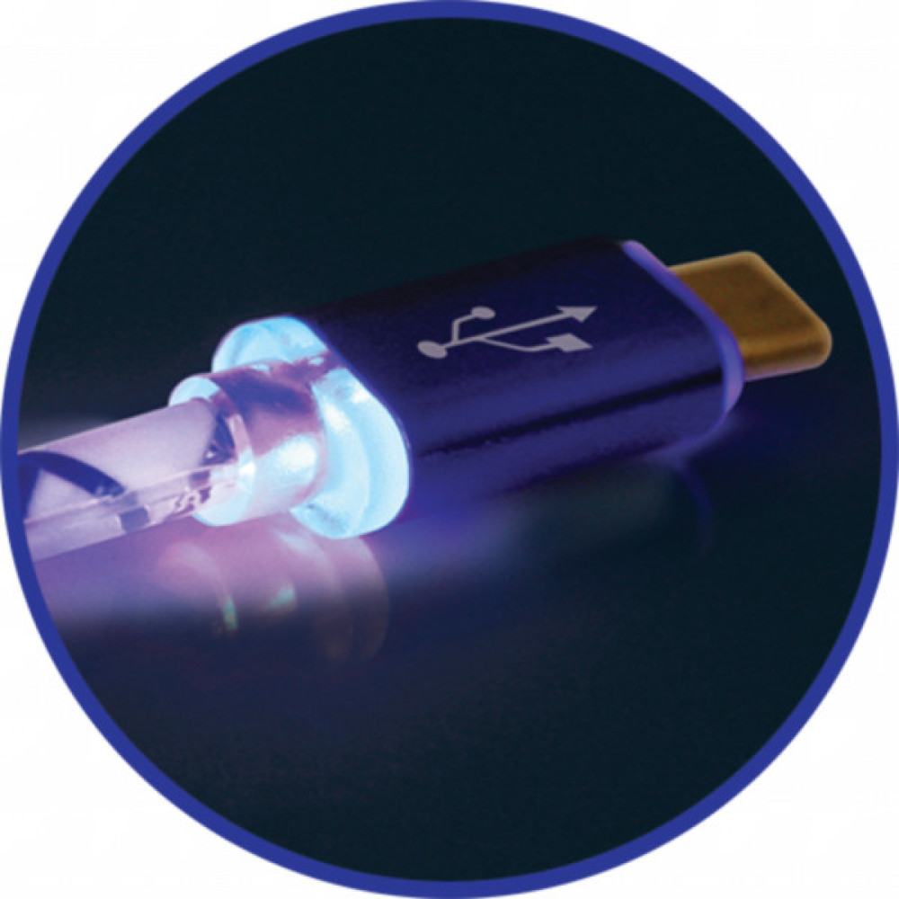 Дата кабель USB 2.0 AM to Micro 5P 1.0m BlueLED backlight Defender (87555)