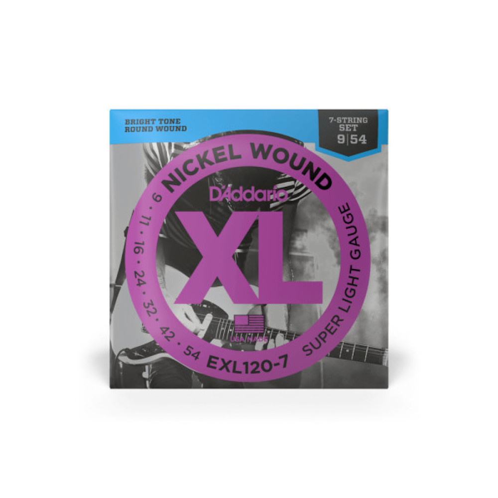Струни для гітари D'Addario XL Nickel Wound Super Light 7-String (09-54) (EXL120-7)