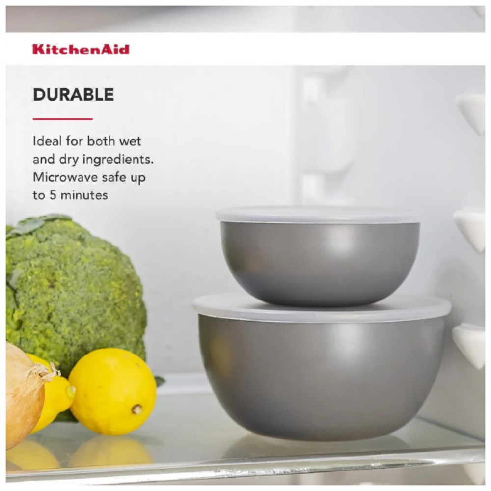 Миска KitchenAid Coreline, набір 4 шт, з кришкою, сірий (KQG176OSCGG)