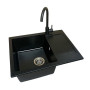 Набір кухонний Adamant Minimal, штучний камінь, прямокут., з крилом, 615х495х200мм, чаша - 1, врізна, чорний + змішувач + дозатор + ополіскувач склянок + коландер
