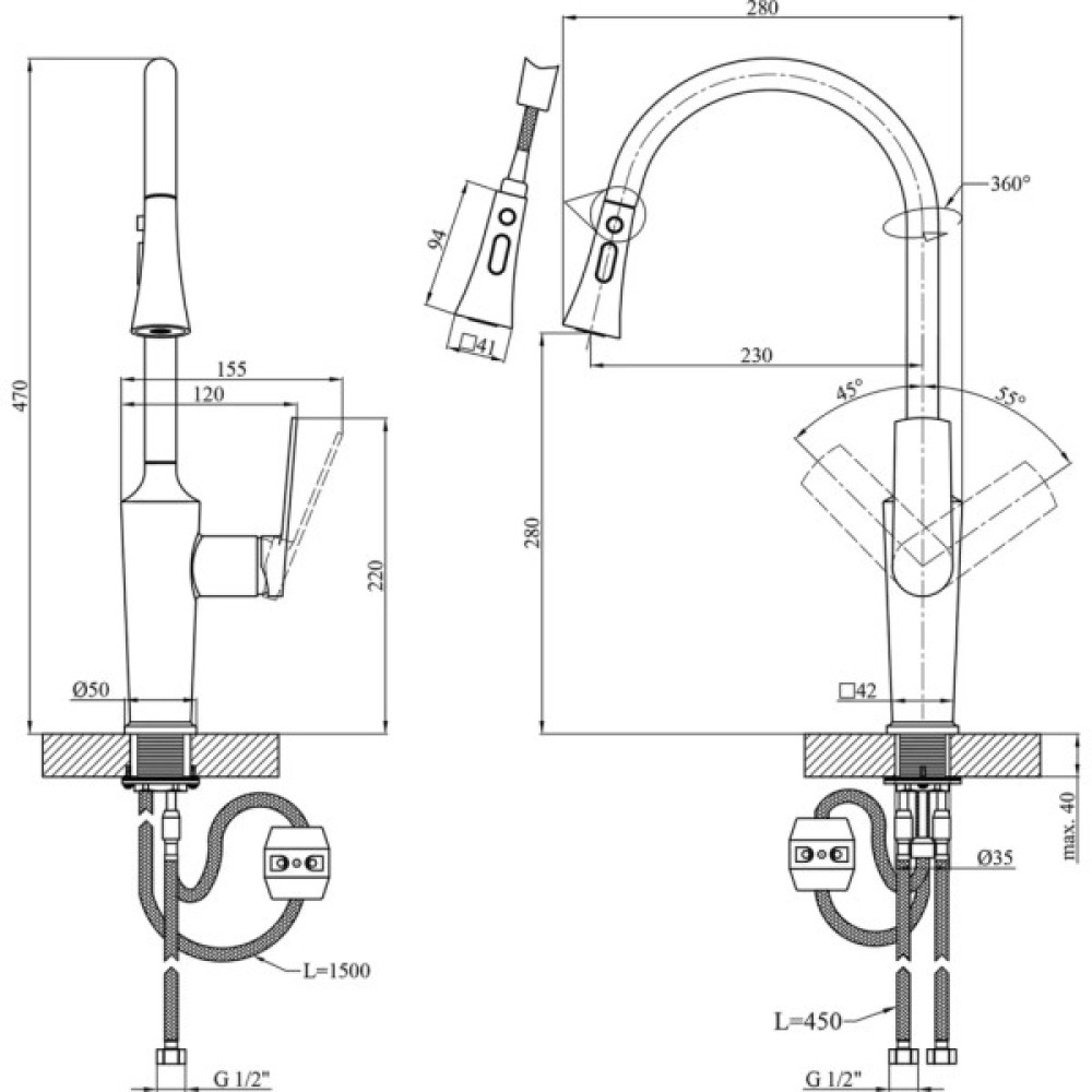 Змішувач Kroner KRP Makon-C030-T (CV033866)