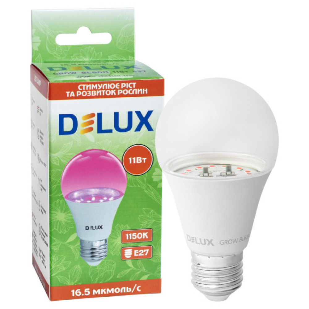 Лампочка Delux GROW BL 60N 11 Вт_230В E27 (90023253)