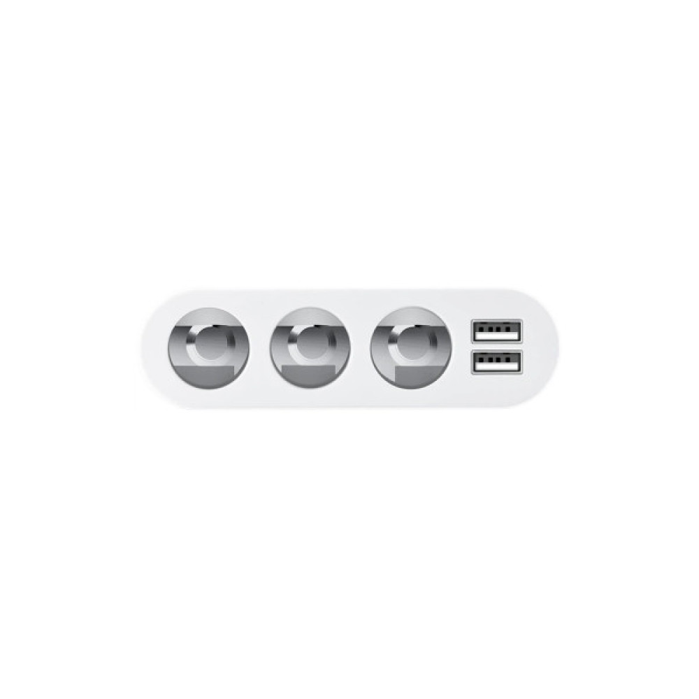 Зарядний пристрій HOCO 2xUSB 10.5W + 3x car socket silver (6957531050896)