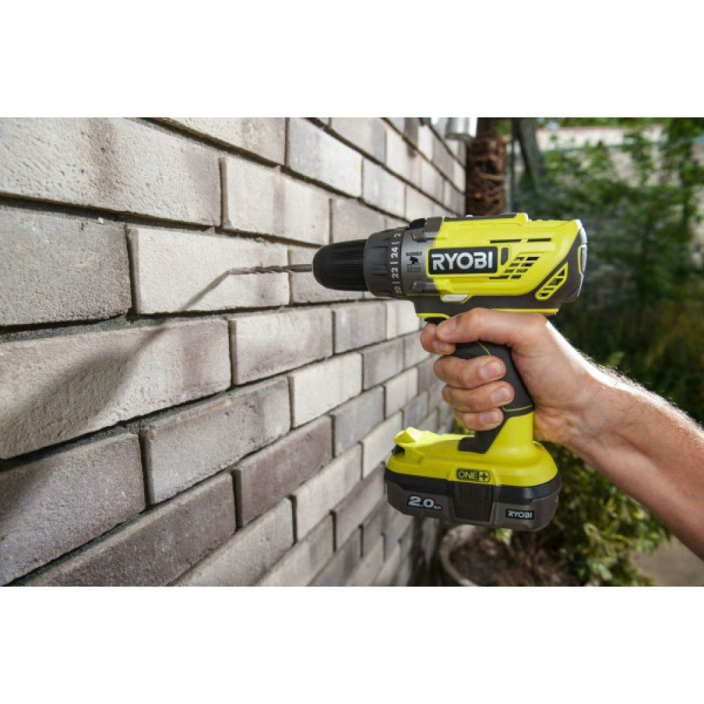 Шурупокрут-дриль ударний акумуляторний Ryobi ONE+ R18PD3-242S 18В 1х2А·год 1х4А·год ЗП 50Нм 500·1800об·хв 1.3кг сумка