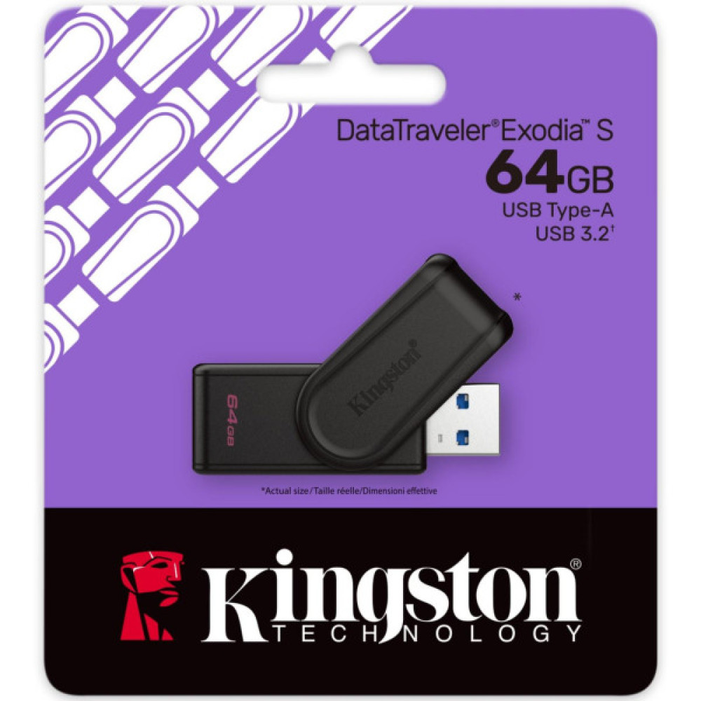 Накопичувач Kingston   64GB USB 3.2 Type-A Gen1 DT Exodia S