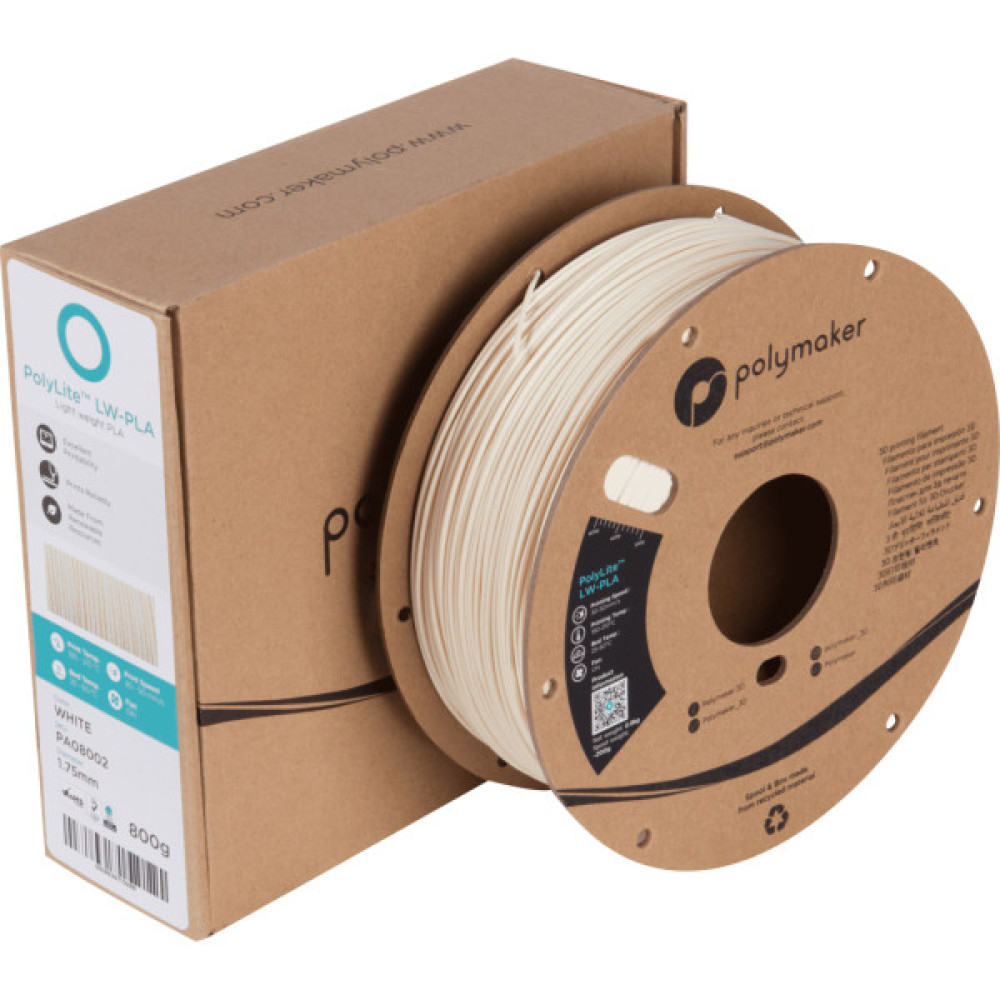 Пластик для 3D-принтера Polymaker PLA POLYLITE LW 1.75 mm 0,8kg WHITE (PA08002)