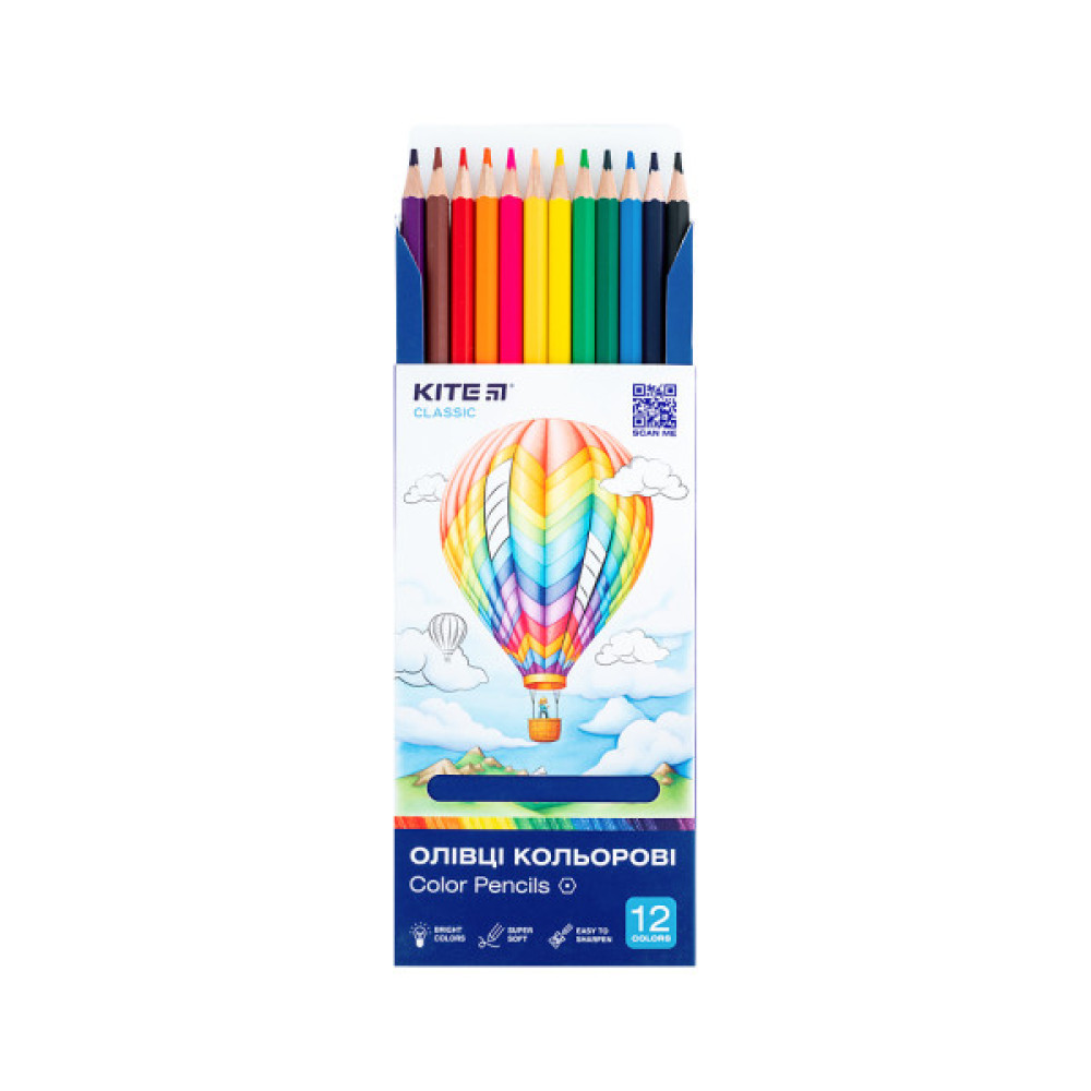 Олівці кольорові Kite Classic 12 кольорів (K-051)