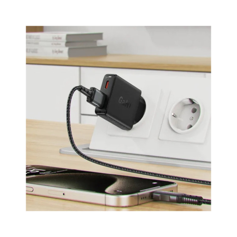 Зарядний пристрій Acefast 2xUSB 30W (USB-C+USB-A) Gan A69 ultra-thin Fast Charger Black (6974316282709)