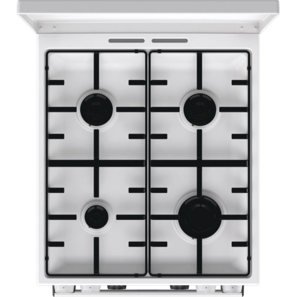 Плита Gorenje комбінована, 70л, 50x60см, дисплей, емальовані реш, програматор IconLed, кришка-метал, білий