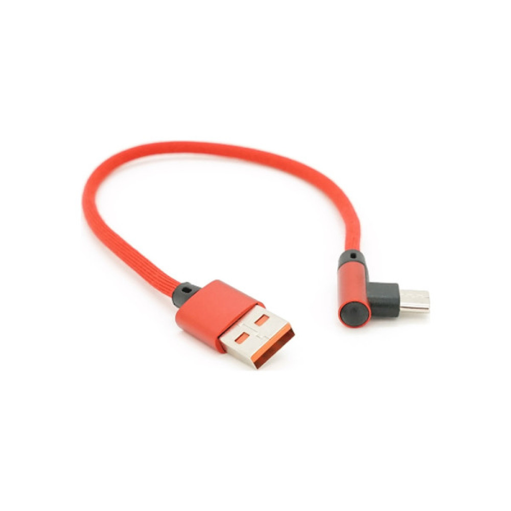 Дата кабель USB 2.0 AM to USB-C 0.25m QC3.0 PD 90° corner braided red Voltronic (YT-USB-TypeC-2.0m/R)
