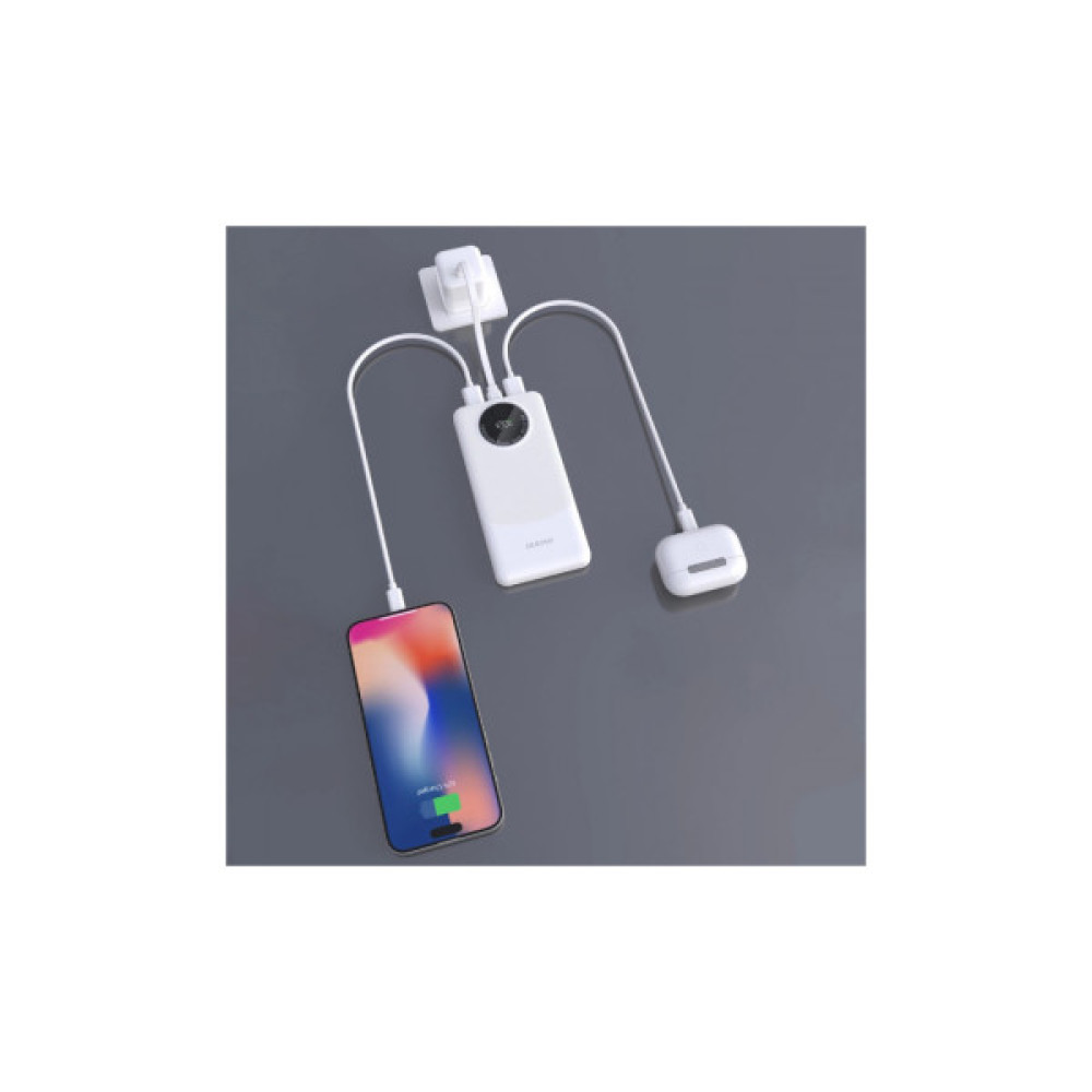Батарея універсальна Dudao 10000mAh K12 22.5W, PD, QC, 2*USB-A, USB-C(In/Out), White (6976625333875)