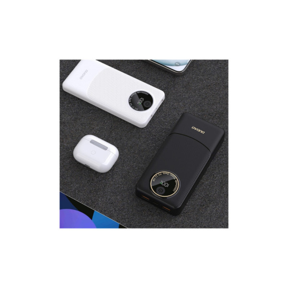 Батарея універсальна Dudao 10000mAh K12 22.5W, PD, QC, 2*USB-A, USB-C(In/Out), White (6976625333875)