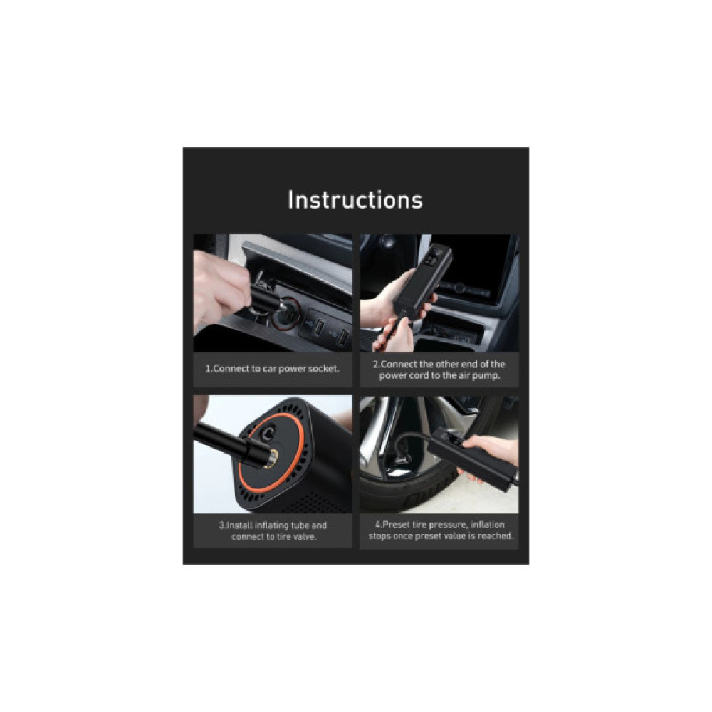 Автомобільний компресор Baseus Super Mini Inflator Pump Black (CRCQ000001)