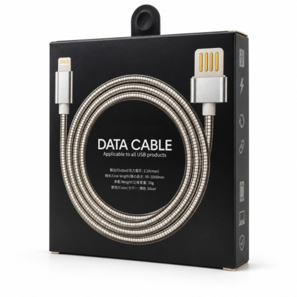 Дата кабель USB 2.0 AM to Lightning 1.0m 2.4A metal silver XoKo (XK-CTL-001-SL)