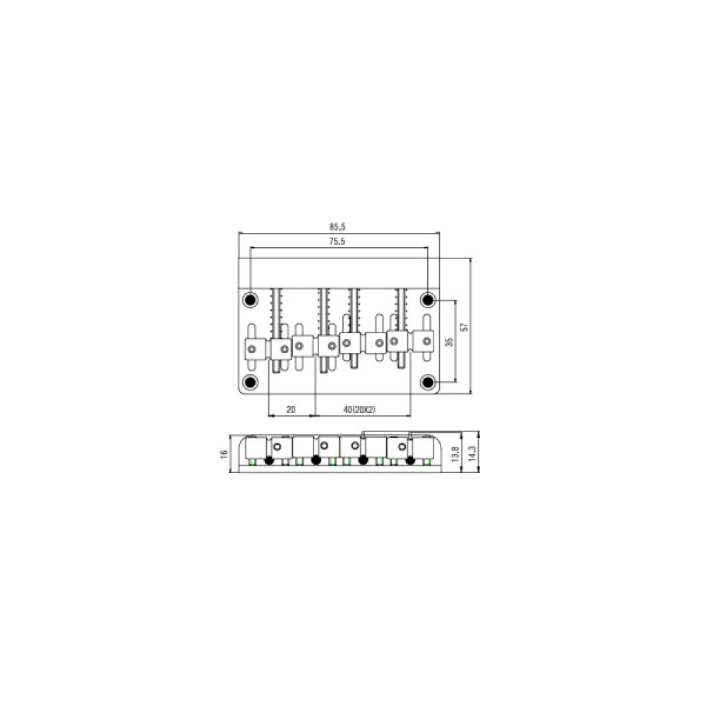 Бридж для гітари Paxphil BB012 Chrome