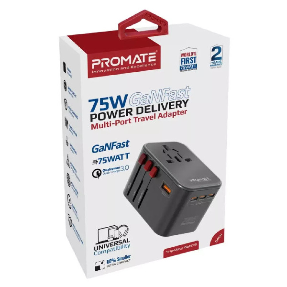 Зарядний пристрій Promate tripmate-gan75
