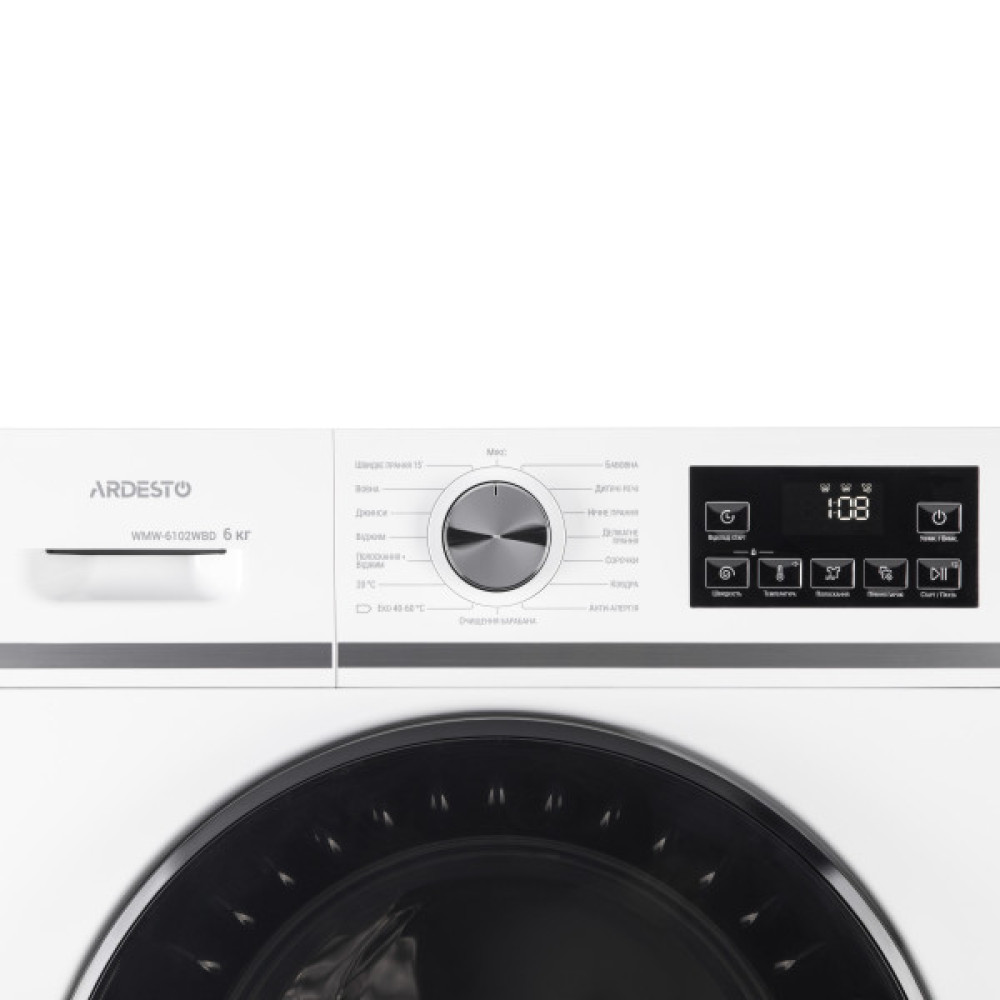 Пральна машина ARDESTO фронтальна Black Mars, 6кг, 1200, А++, 45см, дисплей, пара, білий
