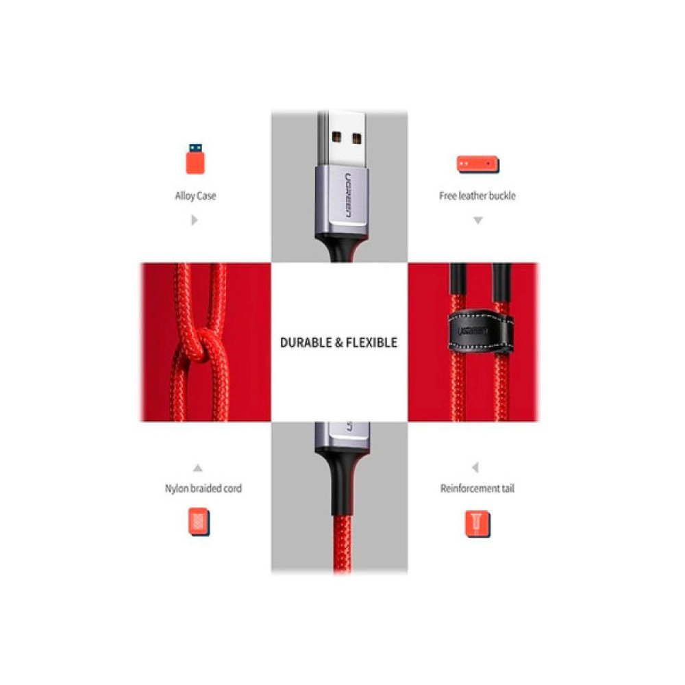 Дата кабель USB 2.0 AM to USB-C 1.0m 6A US505 red Ugreen (20527)