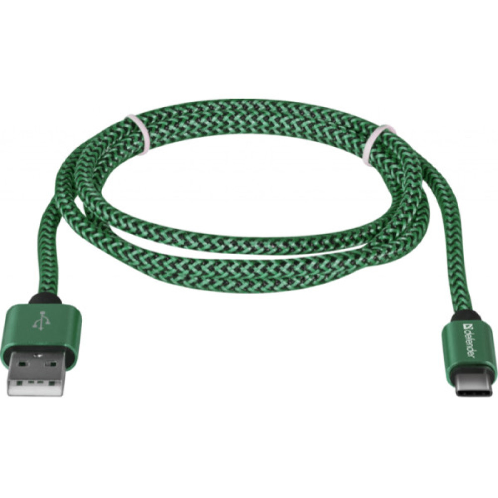 Дата кабель USB 2.0 AM to USB-C 1.0m PRO green Defender (87816)