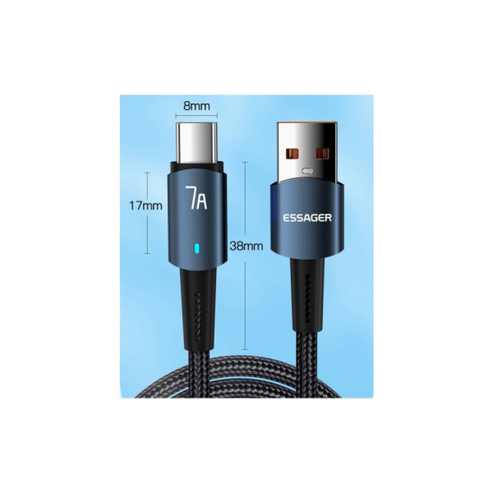 Дата кабель USB 2.0 AM to USB-C 2.0m 100W blue Essager (EXC7A-CGA03-P)