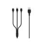 Дата кабель USB 2.0 AM to Lightning + Micro 5P + USB-C 1.0m 2.1A black XO (NB103-3in1-1-BK)