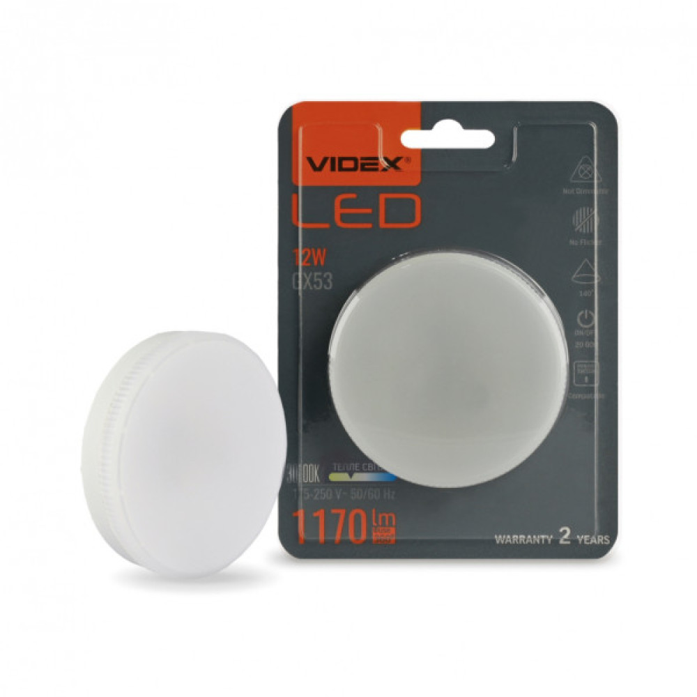 Лампочка Videx LED GX53 12W 3000K 220V (VL-GX53-12533)
